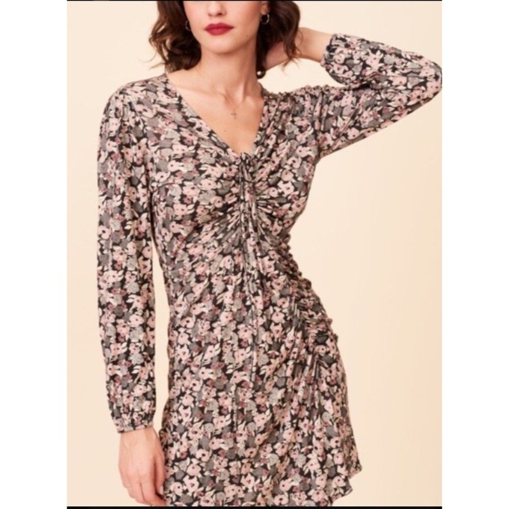 Rouje Paris Roused Dress Dark Romantic Floral Midi Boho Hippie Peasant 40